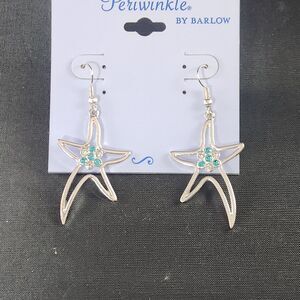 Barlow Starfish Earrings Set Pierced Ears NWT Silver Tone Jeweled Rhinestone